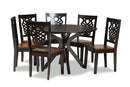 Racquel Two-Tone Dark Brown and Walnut Brown 7-Piece Dining Set Baxton