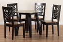 Sahar Two-Tone Dark Brown and Walnut Brown 5-Piece Dining Set Baxton