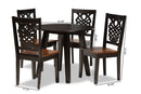 Sahar Two-Tone Dark Brown and Walnut Brown 5-Piece Dining Set Baxton