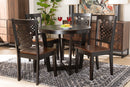 Fields Two-Tone Dark Brown and Walnut Brown 5-Piece Dining Set Baxton