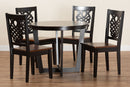 Fields Two-Tone Dark Brown and Walnut Brown 5-Piece Dining Set Baxton