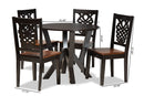 Renata Two-Tone Dark Brown and Walnut Brown 5-Piece Dining Set Baxton