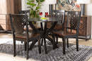 Manhattan Two-Tone Dark Brown and Walnut Brown 5-Piece Dining Set Baxton