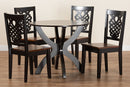 Manhattan Two-Tone Dark Brown and Walnut Brown 5-Piece Dining Set Baxton