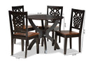Manhattan Two-Tone Dark Brown and Walnut Brown 5-Piece Dining Set Baxton