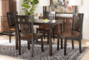 Kim Two-Tone Dark Brown and Walnut Brown 5-Piece Dining Set Baxton