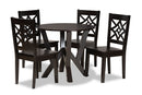 Harding Dark Brown 5-Piece Dining Set Baxton