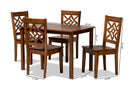 Braylin Walnut Brown 5-Piece Dining Set Baxton