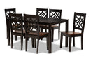 Braylin Two-Tone Dark Brown and Walnut Brown 7-Piece Dining Set Baxton
