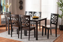 Braylin Two-Tone Dark Brown and Walnut Brown 7-Piece Dining Set Baxton