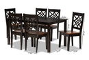 Braylin Two-Tone Dark Brown and Walnut Brown 7-Piece Dining Set Baxton