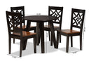Daniela Two-Tone Dark Brown and Walnut Brown 5-Piece Dining Set Baxton