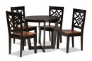 Anfield Two-Tone Dark Brown and Walnut Brown 5-Piece Dining Set Baxton