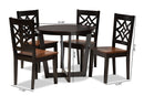 Anfield Two-Tone Dark Brown and Walnut Brown 5-Piece Dining Set Baxton