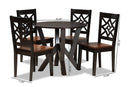 Harding Two-Tone Dark Brown and Walnut Brown 5-Piece Dining Set Baxton