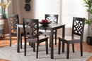Braylin Two-Tone Dark Brown and Walnut Brown 5-Piece Dining Set Baxton