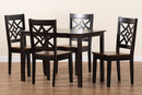 Braylin Two-Tone Dark Brown and Walnut Brown 5-Piece Dining Set Baxton