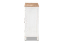 Iara Weathered Two-Tone White and Oak Brown 2-Door Storage Cabinet Baxton