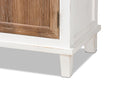 Iara Weathered Two-Tone White and Oak Brown 2-Door Storage Cabinet Baxton
