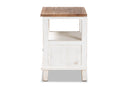Iara Rustic Farmhouse Weathered Two-Tone White and Oak Brown 1-Drawer End Table Baxton