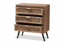 Lovina Whitewashed Natural Brown Rattan 3-Drawer Storage Cabinet Baxton