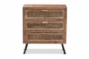 Lovina Whitewashed Natural Brown Rattan 3-Drawer Storage Cabinet Baxton