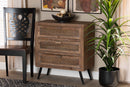 Lovina Whitewashed Natural Brown Rattan 3-Drawer Storage Cabinet Baxton