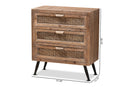Lovina Whitewashed Natural Brown Rattan 3-Drawer Storage Cabinet Baxton