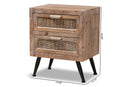 Lovina Whitewashed Natural Brown and Rattan 2-Drawer End Table Baxton