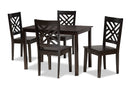 Agnew Dark Brown 5-Piece Dining Set Baxton