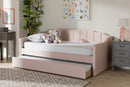 Naresh Pink Velvet Fabric Upholstered Twin Size Daybed w/Trundle Baxton