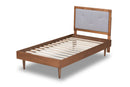 Holden Light Gray Fabric Walnut Brown Twin Size Platform Bed Baxton