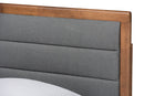 Asta Dark Gray Fabric Walnut Brown Twin Size Platform Bed Baxton