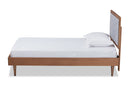 Reid Light Gray Fabric Walnut brown Twin Size Platform Bed Baxton