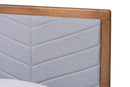 Reid Light Gray Fabric Walnut brown Twin Size Platform Bed Baxton