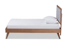 Asher Light Gray Fabric Walnut brown Twin Size Platform Bed Baxton