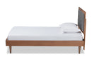 Reid Dark Gray Fabric Walnut brown Twin Size Platform Bed Baxton