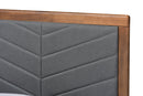 Reid Dark Gray Fabric Walnut brown Twin Size Platform Bed Baxton