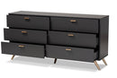 Yori Dark Gray and Gold 6-Drawer Dresser Baxton