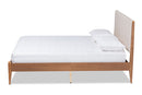 Salida Beige Fabric Walnut Brown King Size Platform Bed Baxton