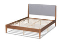 Salida Gray Fabric Walnut Brown King Size Platform Bed Baxton