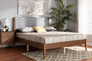 Salida Gray Fabric Walnut Brown King Size Platform Bed Baxton