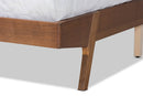 Bauer Beige Fabric Walnut Brown King Size Platform Bed Baxton
