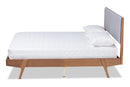 Bauer Gray Fabric Walnut Brown King Size Platform Bed Baxton