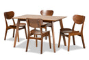 Floriane Walnut Brown 5-Piece Dining Set Baxton
