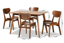 Floriane Walnut Brown 5-Piece Dining Set Baxton