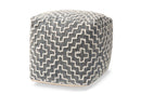 Lumac Bohemian Gray and Ivory Handwoven Cotton Blend Pouf Ottoman Baxton