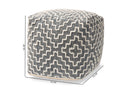 Lumac Bohemian Gray and Ivory Handwoven Cotton Blend Pouf Ottoman Baxton