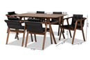 Alayna Black Imitation Leather Upholstered and Walnut Brown 7-Piece Dining Set Baxton