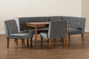 Dorina Gray Velvet Upholstered and Walnut Brown 5-Piece Dining Set Baxton